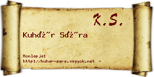 Kuhár Sára névjegykártya